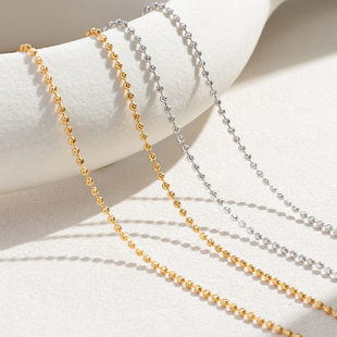 卓蝶珠宝纯银镀黄金车花珠珠项链加粗精工爆闪珠链抽拉调节基础链