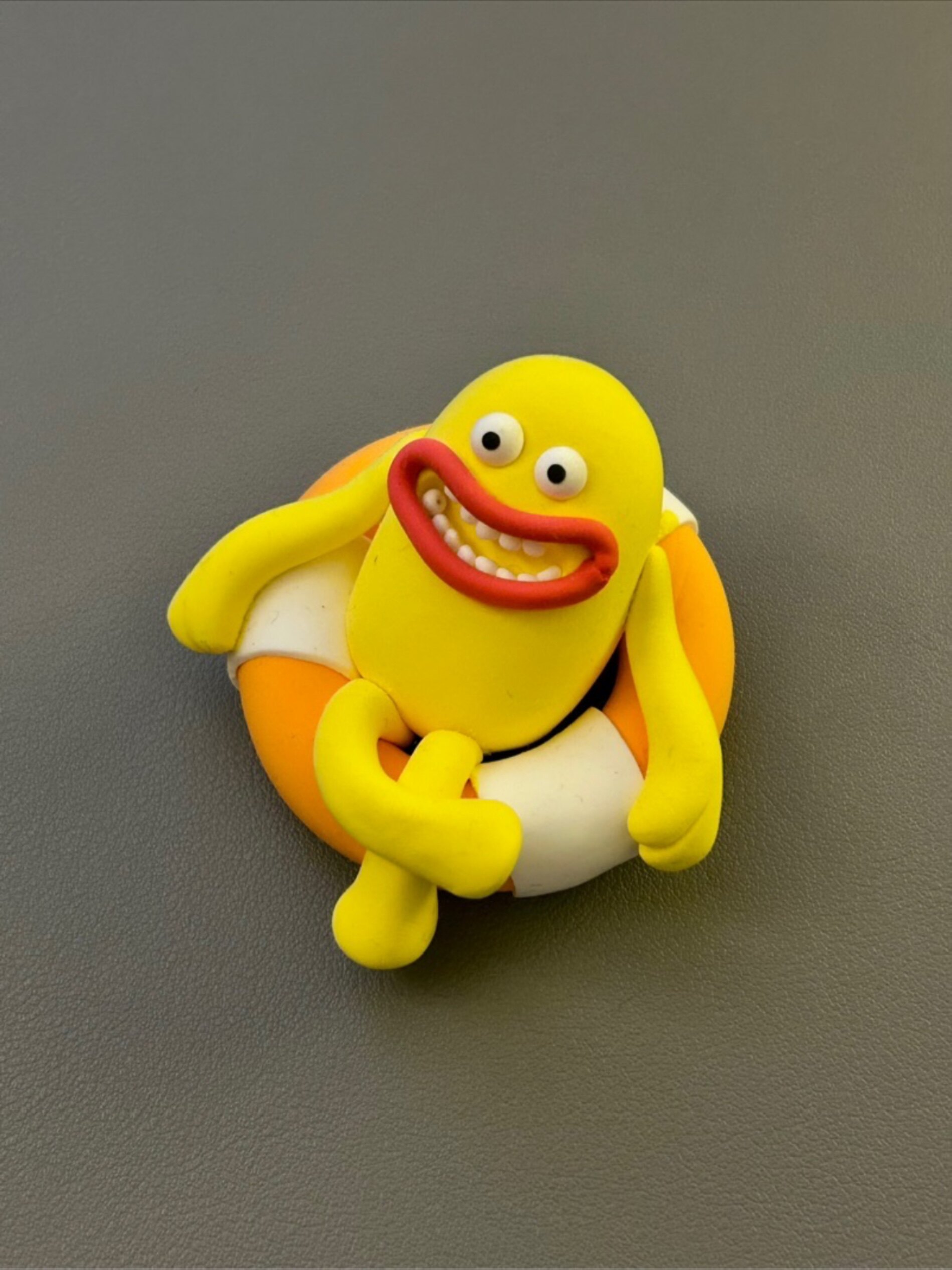 丑萌搞怪可爱搞笑爱游泳小怪兽超轻粘土摆件
