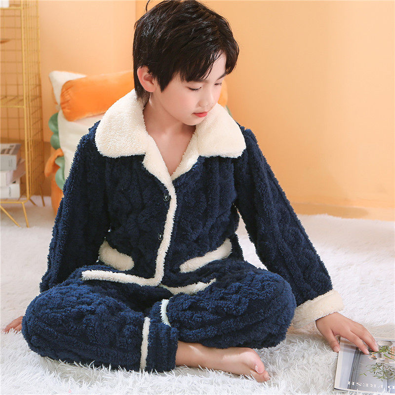 秋冬儿童加厚睡衣法兰绒