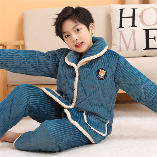 冬季加厚三层夹棉珊瑚绒家居服