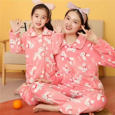 秋冬季法兰绒卡通风套装家居服