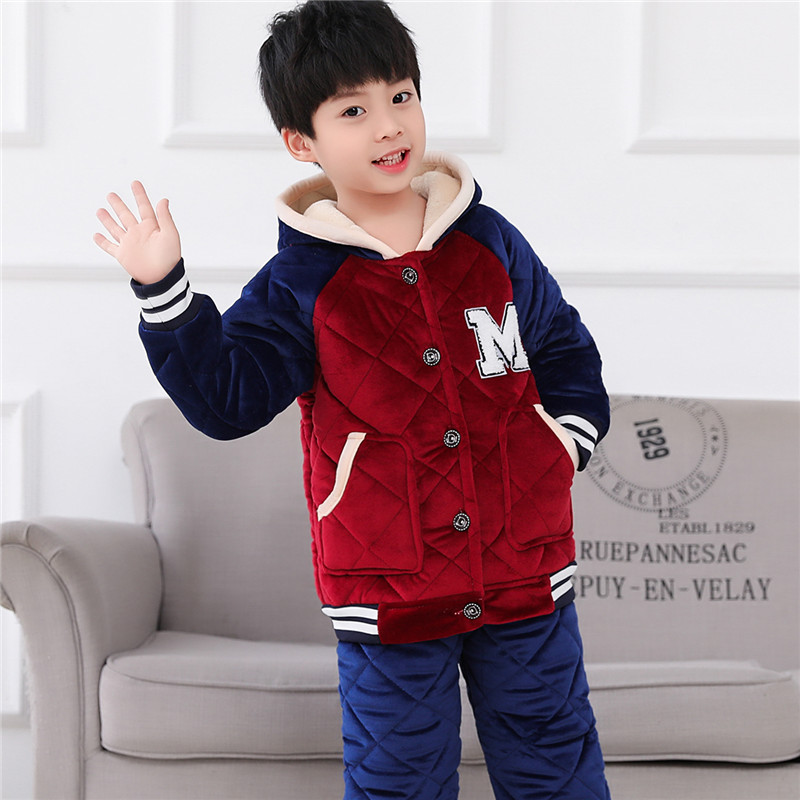 加厚男童珊瑚绒长袖秋冬季睡衣