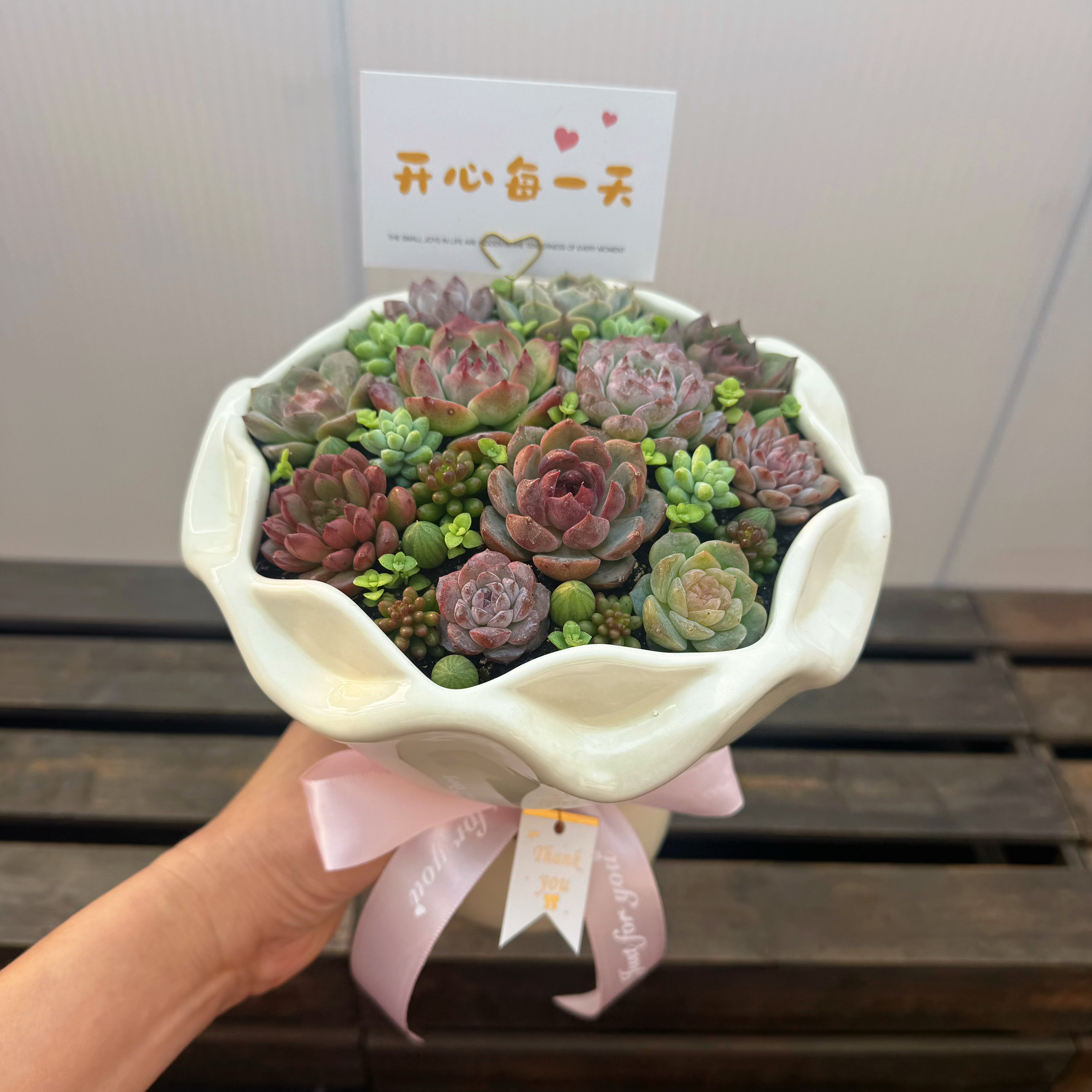 多肉植物花束手捧花组合拼盘带盆带土栽好成品 节日创意礼物礼盒