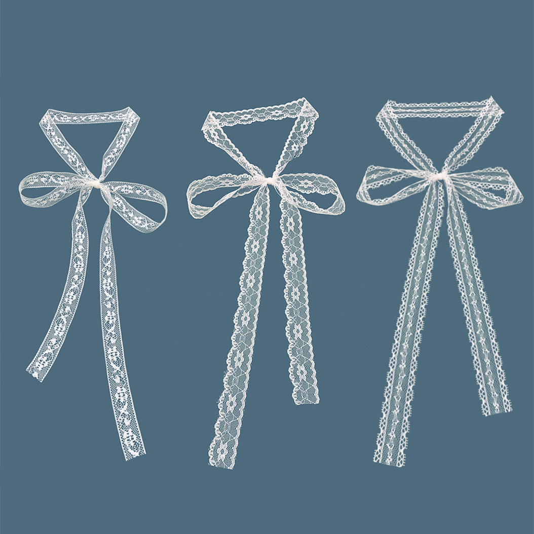 白色蕾丝丝巾手打结领结女蝴蝶结领带飘带领口装饰领花配饰百搭