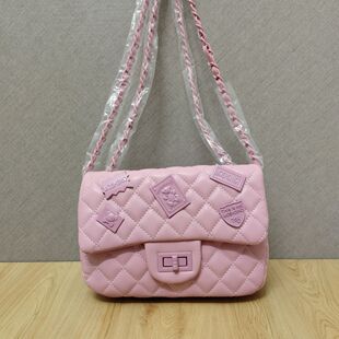 2026新款 潮流单肩包徽章小包斜挎包 女包菱格链条包时尚