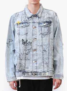 全新正品Profound Aesthetic Hand Art 刀割手绘牛仔外套夹克