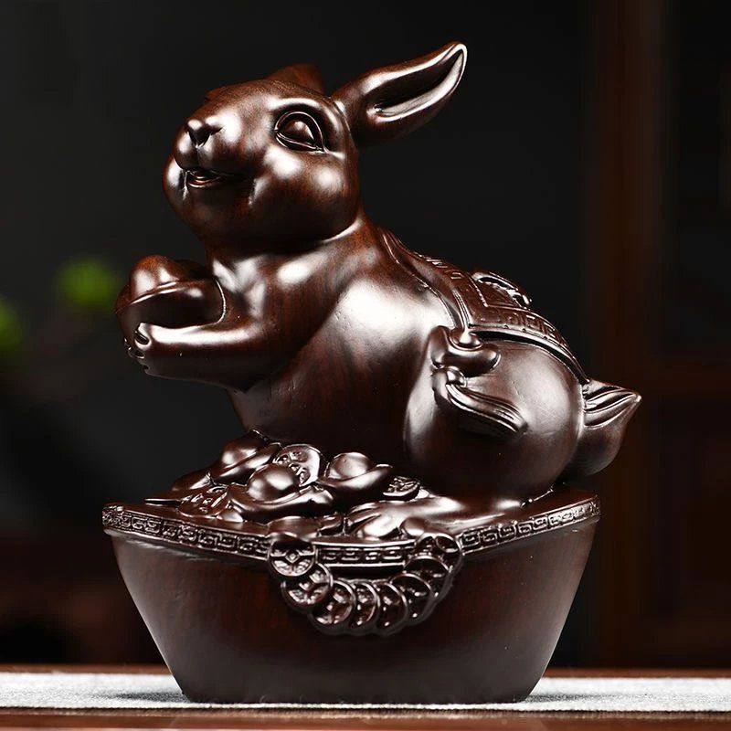 黑檀木雕福兔子摆件实木十二生肖雕刻家居客厅装饰红木工艺送礼品,家居饰品,装饰摆件,淘宝优惠券,粉丝福利购,淘宝优惠卷