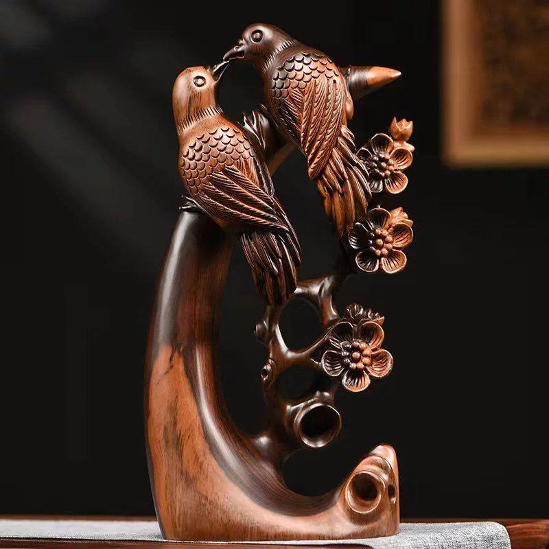 黑檀木雕喜上眉梢摆件家居客厅电视柜根雕装饰红木工艺品乔迁送礼,家居饰品,装饰摆件,淘宝优惠券,粉丝福利购,淘宝优惠卷