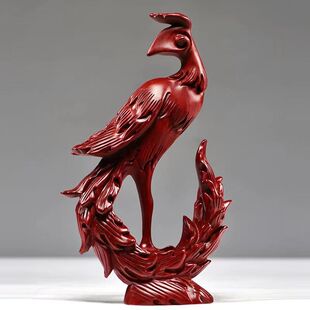 黑檀木雕凤凰摆件实木质吉祥家居摆设装饰红木工艺品新婚新居送礼