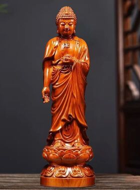 木雕摆件释迦牟尼实木质雕刻佛祖如来佛像阿弥陀佛花梨木工艺礼品