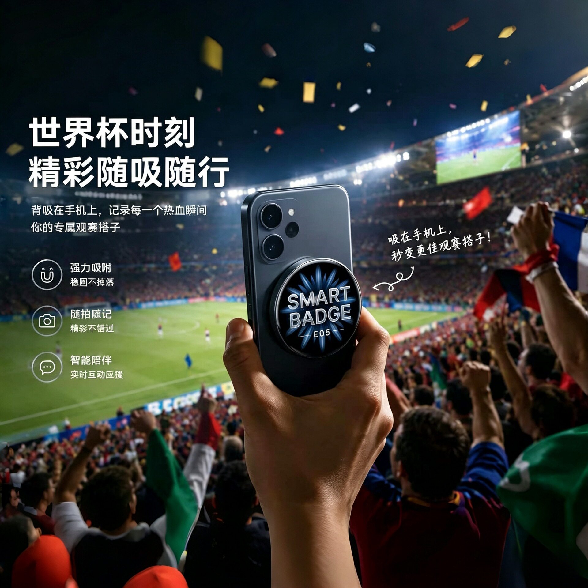 1.85寸磁吸电子吧唧可控手机礼物图片
