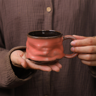 【手捏马克杯】240ml陶瓷杯水杯复古风窑变釉耐高温茶杯咖啡杯子