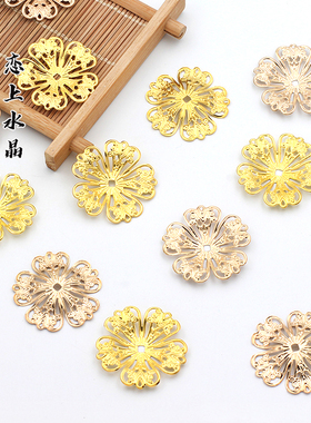 花瓣金属手工发簪水晶制作材料