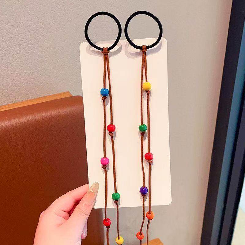 儿童民族风彩色串珠发圈辫发饰女童头绳皮筋扎马高弹力发绳头饰