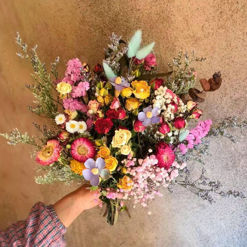 云南干花真花玫瑰客厅装饰配花花束