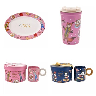 日本东京迪士尼 疯狂动物城 米奇礼盒马克杯 不锈钢保温杯陶瓷盘