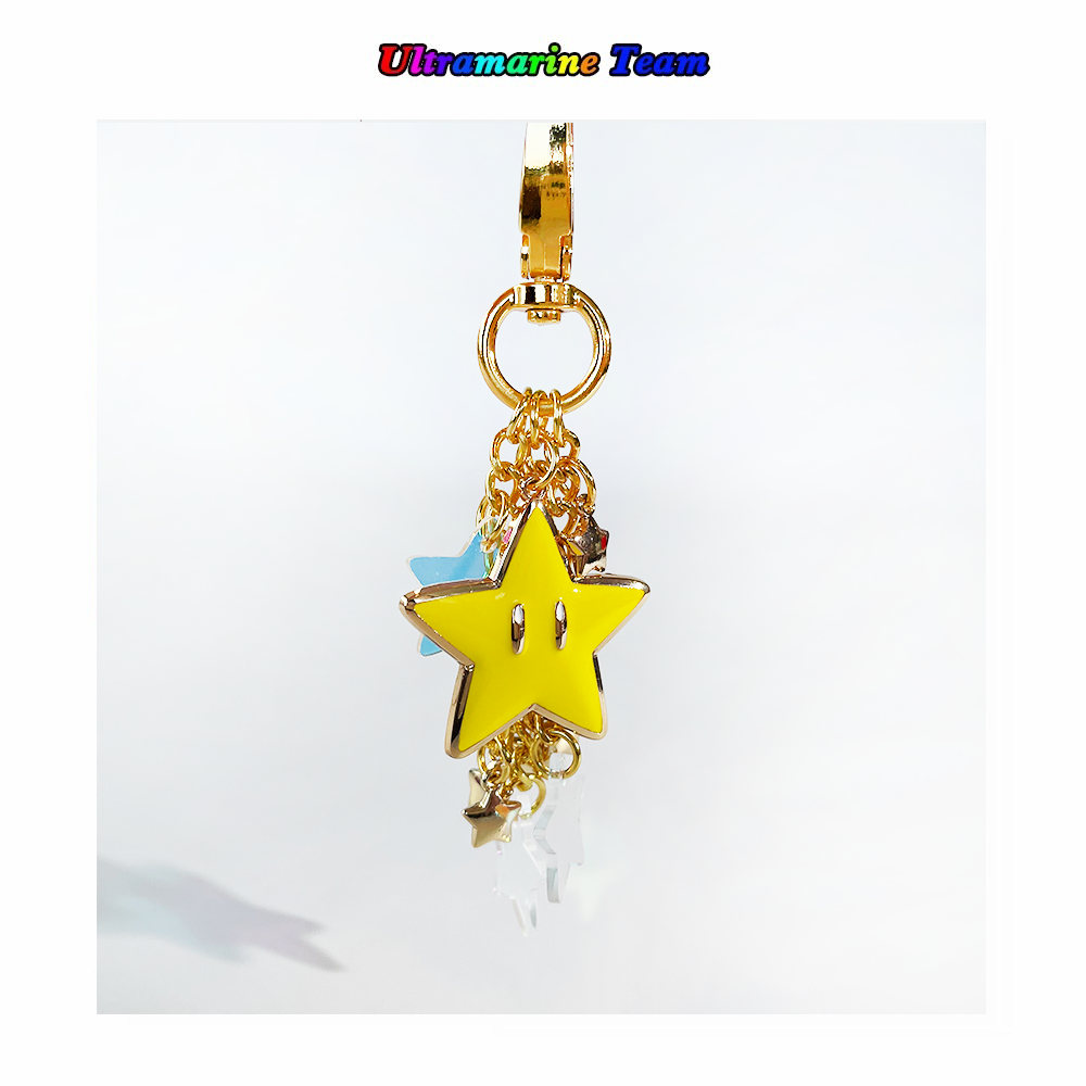 日本大阪环球影城USJ 马里奥大世界系列 五角星金属链亮闪挂件