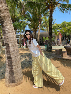 同款ORG Collection爵士舞条纹裤子女垂感宽松工装裤休闲阔腿裤