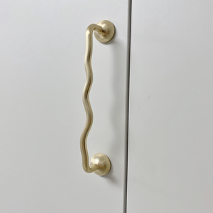 波浪形家用柜门拉手锌合金轻奢现代简约螺丝安装家具抽屉衣柜把手