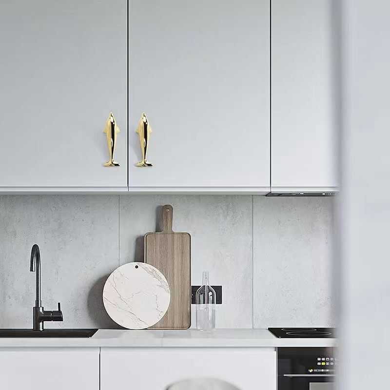 儿童房拉手男孩女孩可爱小海豚创意个性轻奢风衣柜门抽屉橱门把手