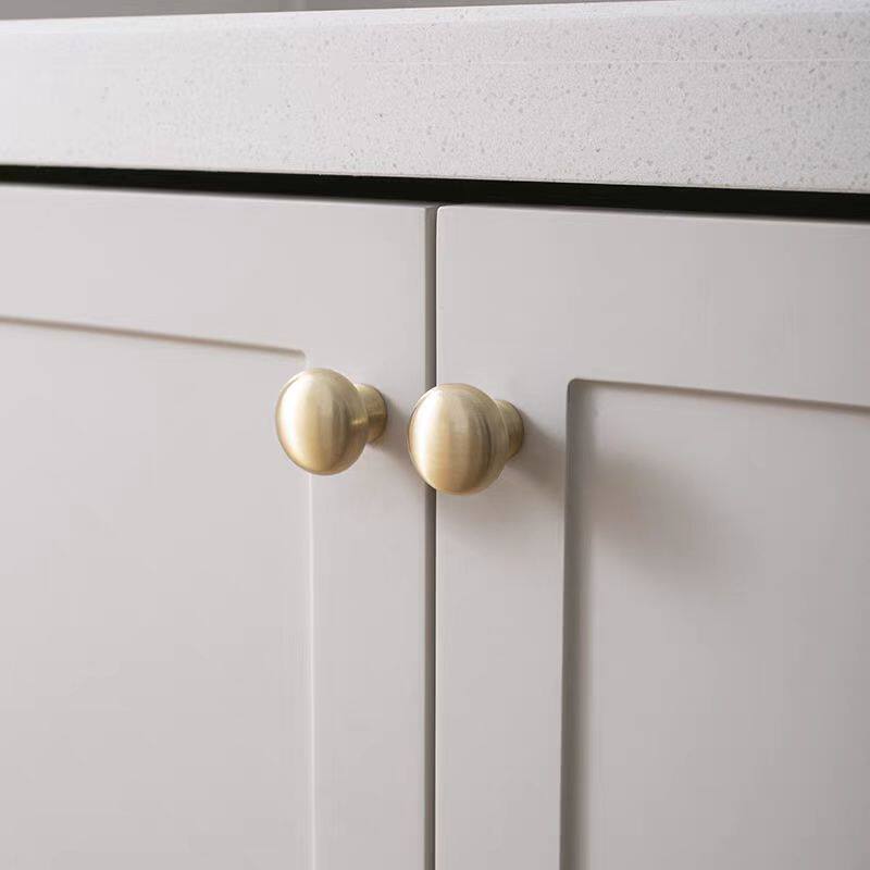 法式单孔小拉手圆形抽屉现代简约奶油风轻奢衣柜抽屉橱柜金色把手