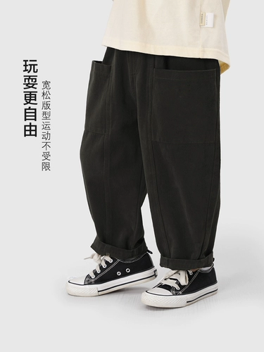 Детские осенние штаны для мальчиков, свободный крой, в западном стиле