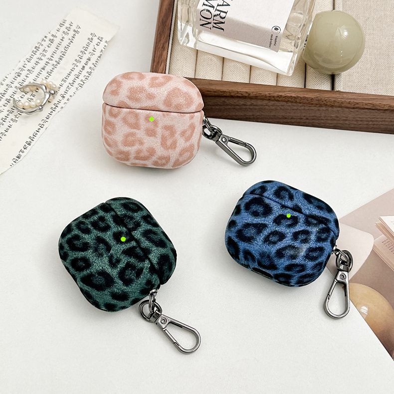 豹纹磨砂韩系适用于新款苹果AirPods Pro第二代保护套pro3耳机壳仿皮硬壳AirPods 4挂扣防摔2/3个性高端磨砂