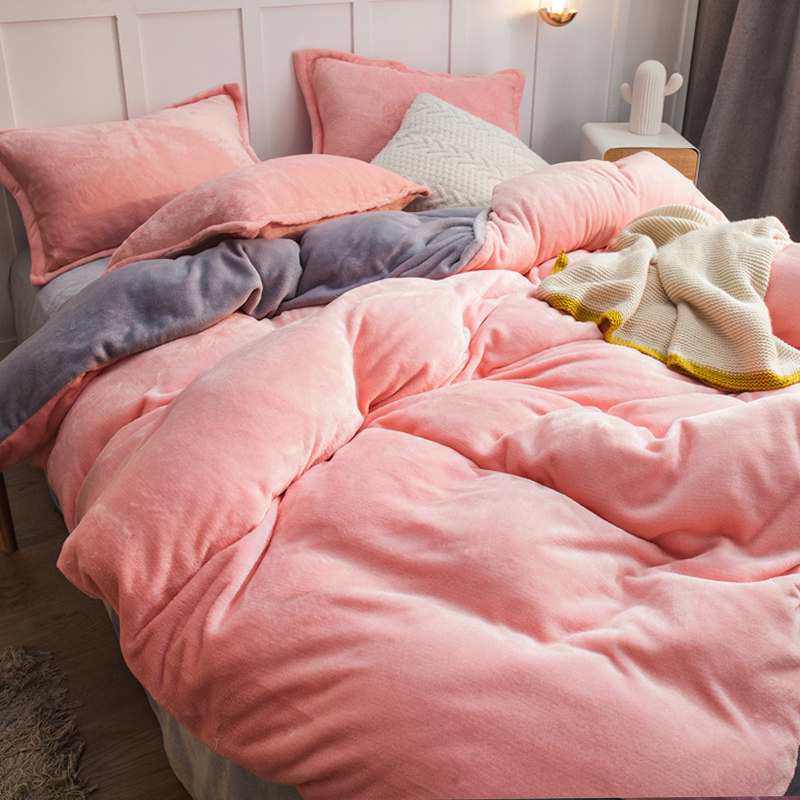 珊瑚绒四件套双面加绒被单床上三件套毛绒被套冬季法兰绒1.8m床单