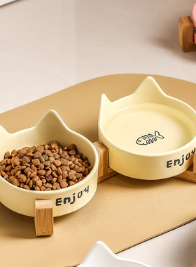 猫碗黑色陶瓷狗碗黑碗猫咪食盆狗盆狗狗喝水猫粮碗宠物水碗防打翻