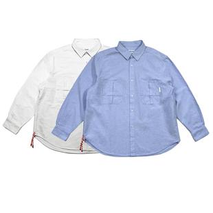 男 RADIUM潮牌廓形秋冬厚款 衬衫 长袖 日系红绳 宽松休闲牛津纺工装