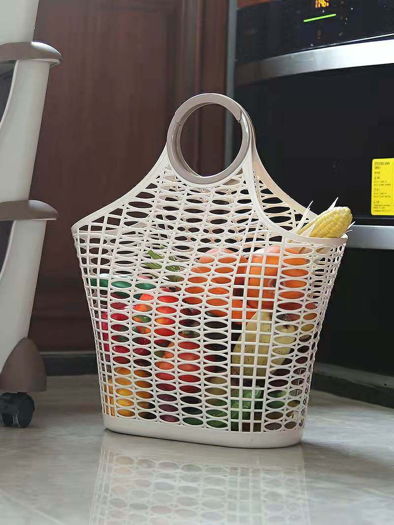 环保柔软手提菜篮子缕空购物蓝子便携式大号超市手提水果篮子