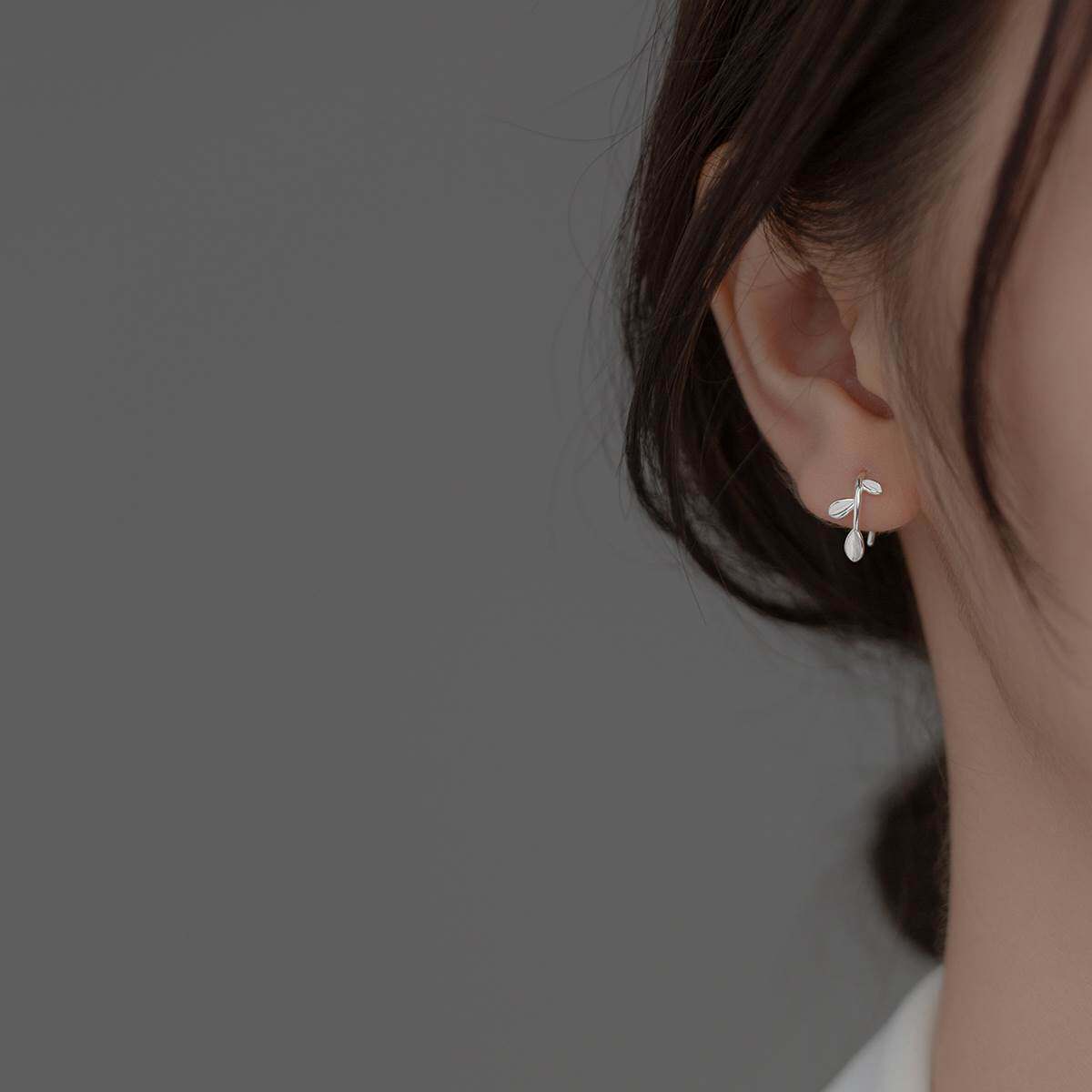 爱洛奇 S925银森系植物枝叶系列女士小清新耳钉少女心田园风耳饰