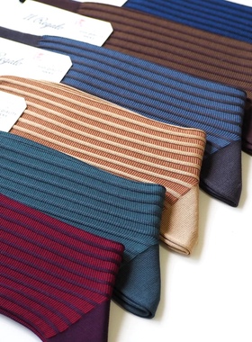 il Regalo （stripe jacquard系列）中筒条纹商务袜日本进口透气