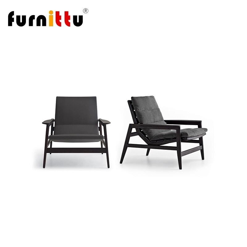 furnittu布艺实木沙发椅躺椅