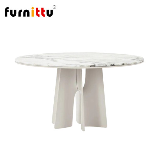 furnittu意式极简涡旋大理石餐桌