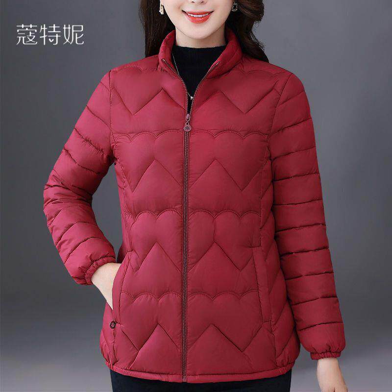 妈妈装秋冬羽绒棉衣大码显瘦中老年女装轻薄棉服短款小棉袄时尚40