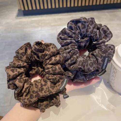 气质优雅韩版豹纹布艺大肠发圈高级感扎马尾丸子头发绳时尚百搭