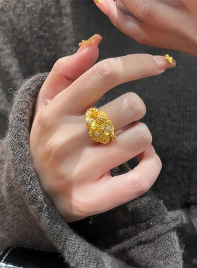 合金戒指 微镶百搭古法繁花似锦戒指轻奢超仙精致气质时尚高颜值