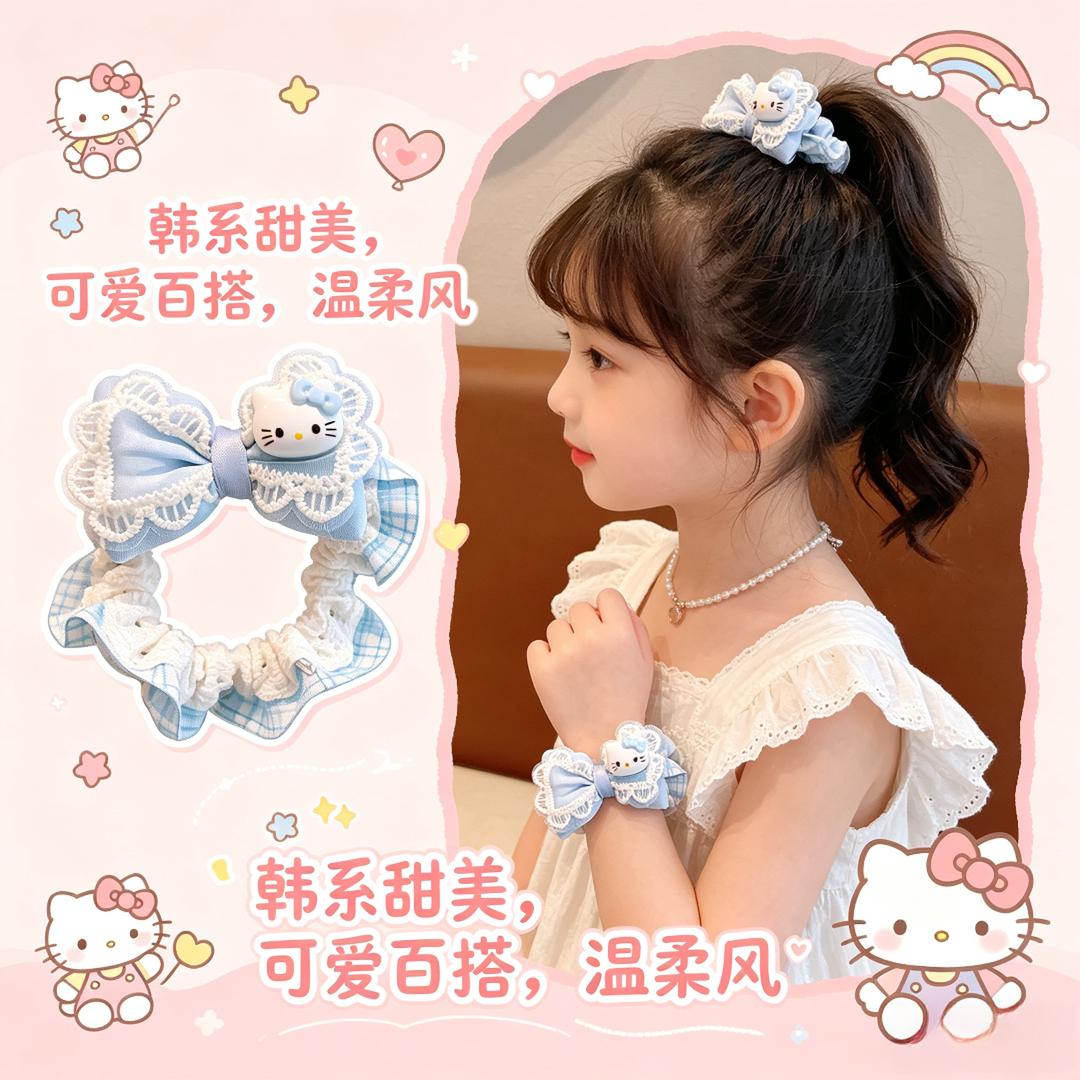 领结小猫发圈扎发丸子头皮筋小女孩高马尾头绳饰儿童甜美可爱