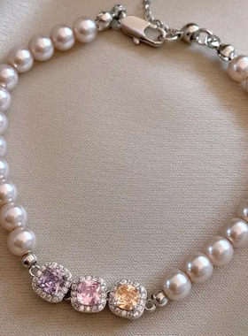 合金亚克力手链 方形手链小众设计气质高级感简约百搭时尚轻奢