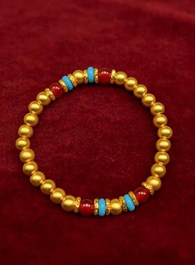合金手链 百搭经典黄色豆豆红蓝手链手工传承古法民族风