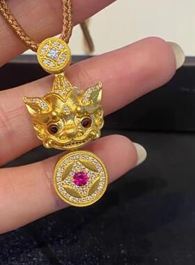 合金项链 眨眼轻奢招财貔貅气质镶嵌祥云灵动项链时尚精美素款