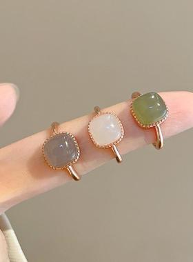 合金亚克力戒指 气质方糖戒指女复古小众设计感指环ins百搭国风