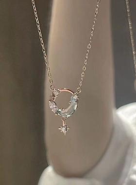 合金项链 银色逐梦星河月亮项链女锁骨链轻奢小众ins闺蜜礼物精致