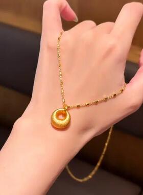 合金项链 素款胖坨坨时尚百搭气质平安扣简约精美项链轻奢小众