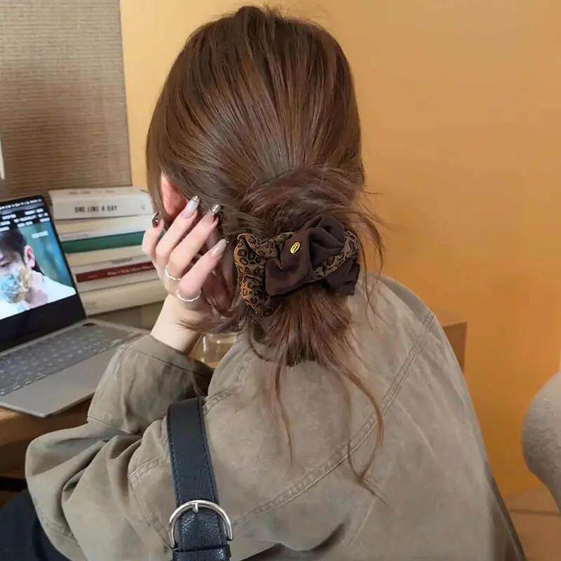 丸子头专用头花发圈大肠蓝咖色气质高级感盘发神器发量少头绳女士