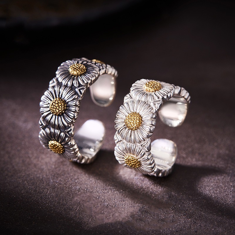 合金戒指 雏菊戒指时尚简约潮流重工小众设计感GD权志龙同款气质