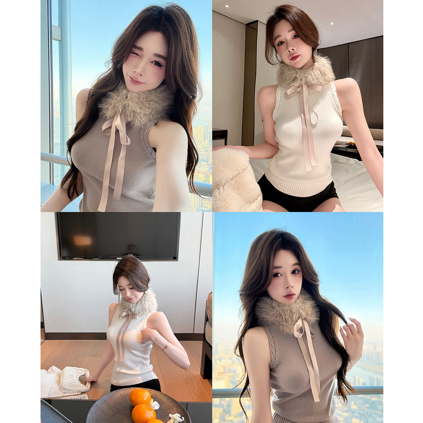 辣妹无袖针织打底背心