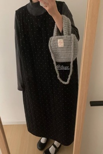 50501大哥加棉加厚复古文艺波点背心连衣裙长款百搭显瘦