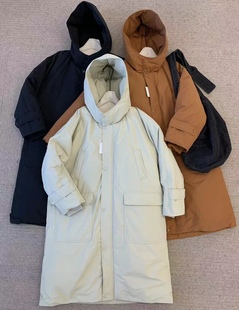 824573几布秋冬保暖带帽潮流宽松加厚中长款连帽休闲羽绒服外套